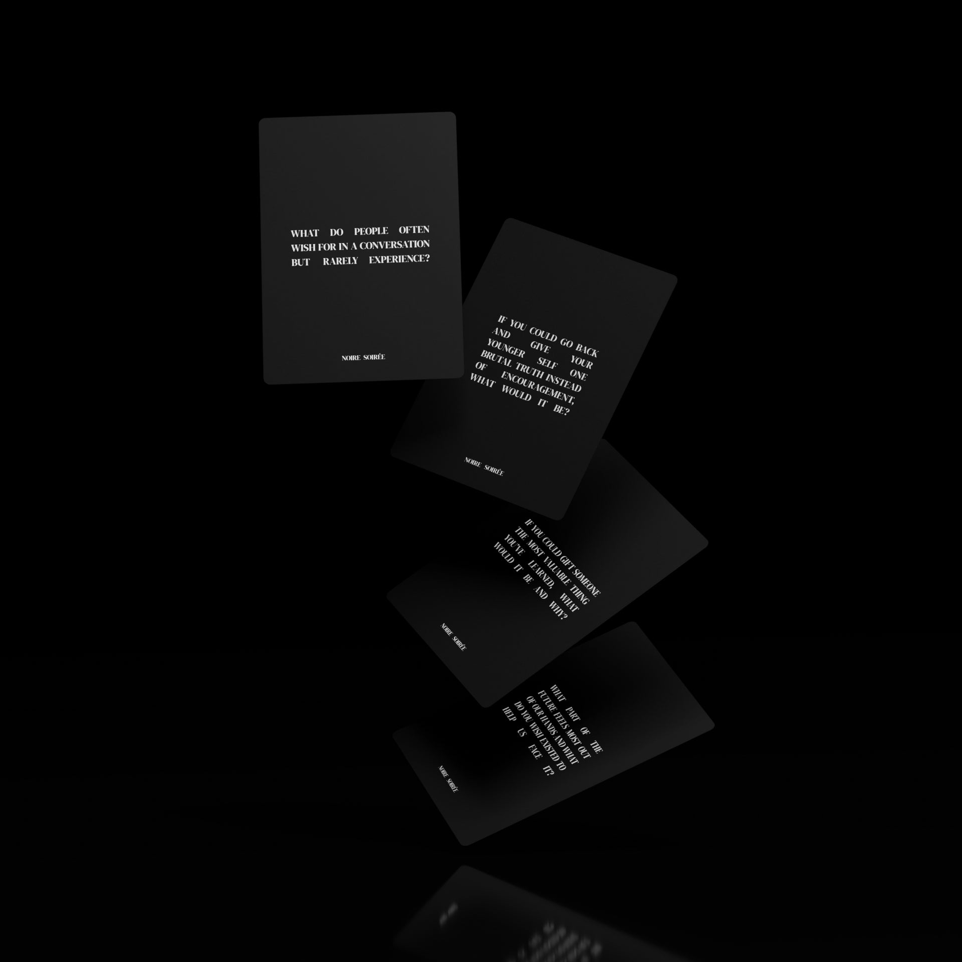 Noire Soirée conversation card game – black limited edition deck deep reflective conversation questions